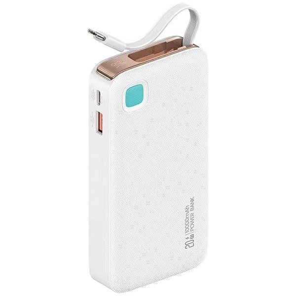 Powerbank met USB-C kabel 10000mAh 20W wit