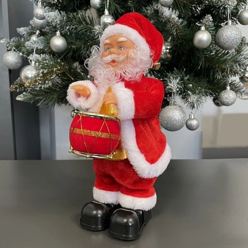 Spelende en zingende Kerstman figuur 30 cm
