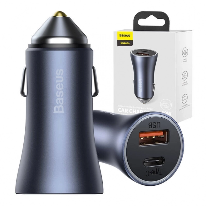 Baseus Car Charger with USB and USB-C, 40W