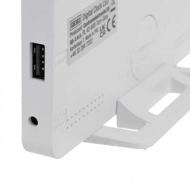 digitaler Wecker mit Thermometer und verspiegeltem LED-Display, weiß