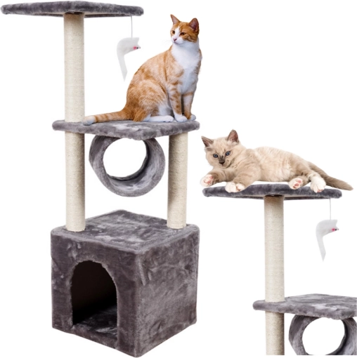 Krabpaal voor katten met huisje, tunnel en platforms