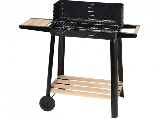 Tragbarer Holzkohlegrill für den Garten mit verstellbarem Rost und Ablagen