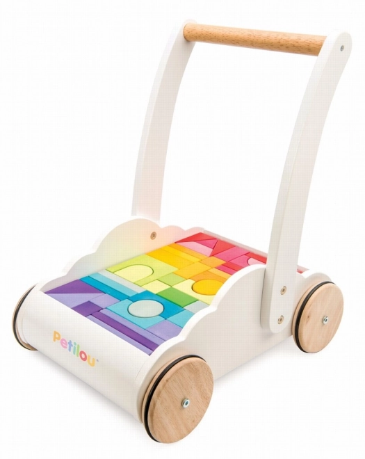 Wagentje met regenboogblokken Petilou
