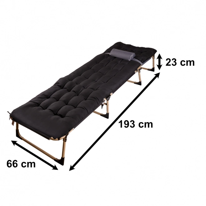 Klapptouristenbett mit Kissen 193 cm Schwarz