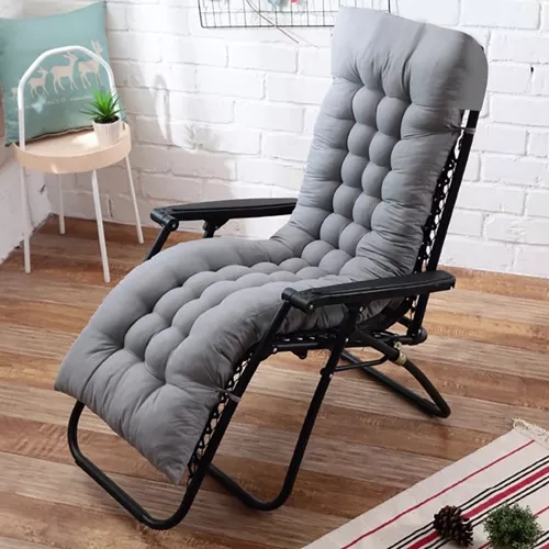 Coussin matelassé pour chaise longue de jardin gris 23490