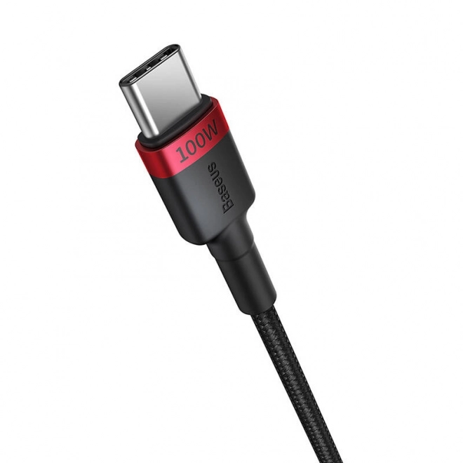 Câble Baseus Cafule USB-C vers USB-C 100W, 2m, 2pcs (rouge-noir, gris-noir).