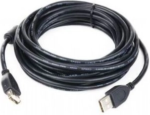 USB 2.0 Extension Cable AM–AF 1.8 m with Ferrite Filter, Black