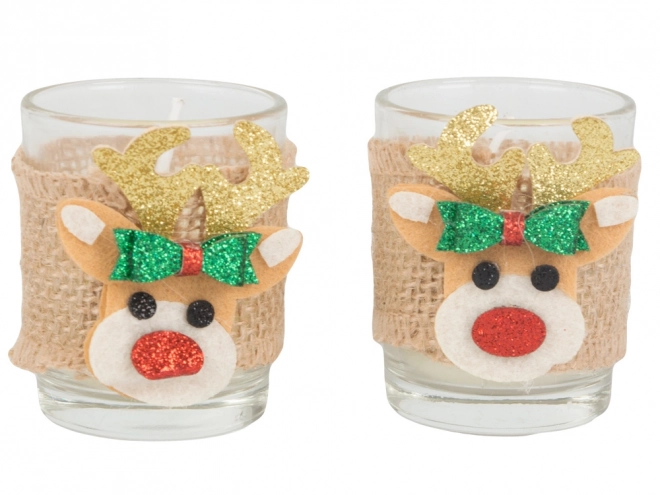 Duftkerzen im Glas mit Rentier-Motiv, Set 2 Stk.