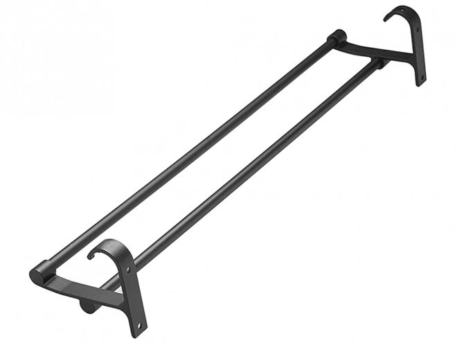 Dubbele wandhanddoekhouder, zwart metaal, 58,6 cm