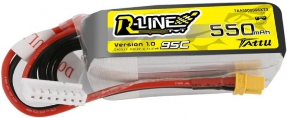 tattu r-line lipo batterij 550 mah 22,2 v 95c 6s xt30