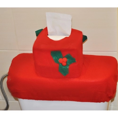 Kerst toilet hoes met tapijt Ruhhy 22360