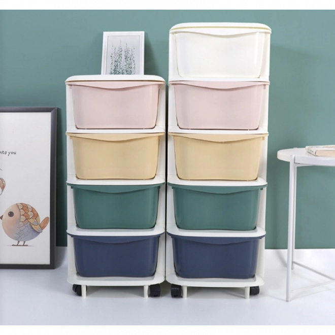 Étagère en plastique sur roulettes pour enfants, placard avec tiroirs