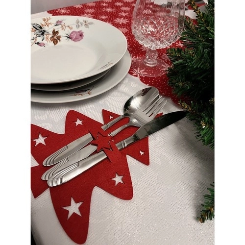 Kerstaccessoires voor bestek - boompjes Ruhhy, 12 stuks