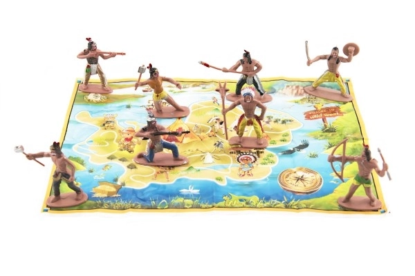 Figuren van indianen met kaart