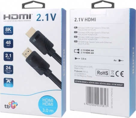 Premium HDMI 2.1 Kabel 3 m 8K für Gamer