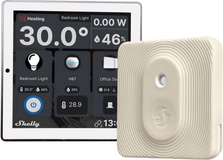 shelly wall display wifi/blu wit + blu h&t ivoor – slimme set van paneel en sensor