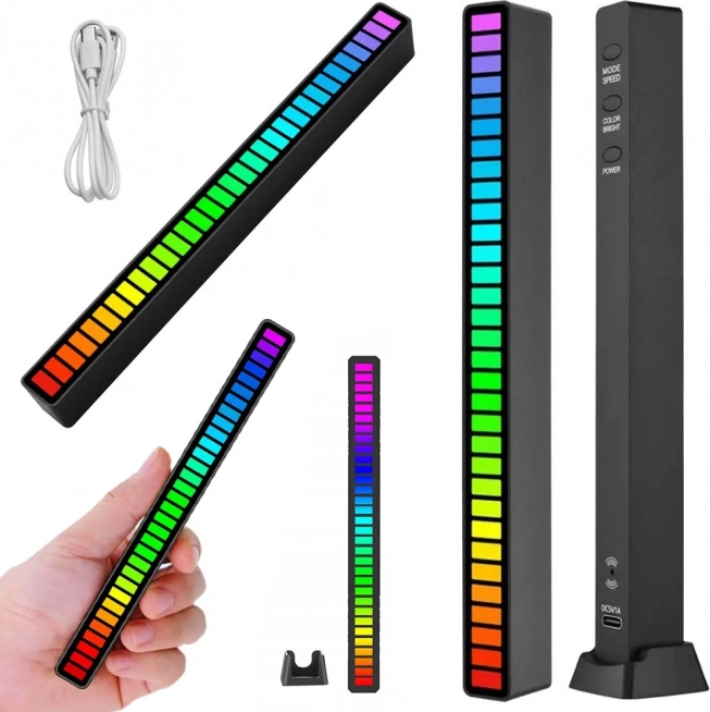 RGB LED sound-activated light bar with microphone and USB‑C