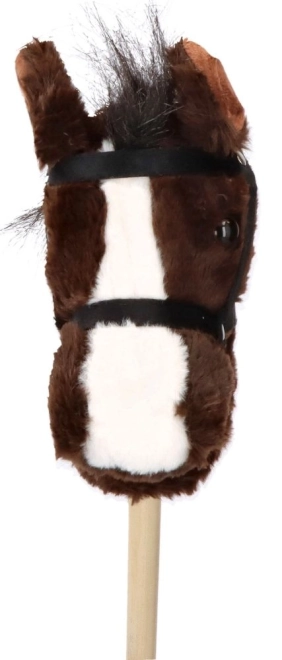 Hobby paard Bonnie staaf paard pluche - donkerbruin