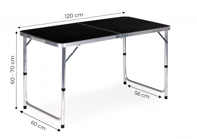 Table de camping pliante camping noir plateau 120 x 60 cm