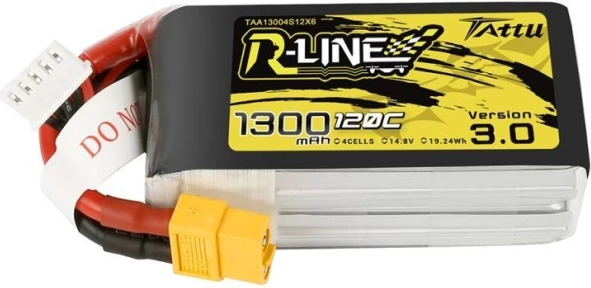 tattu r-line 3.0 lipo batterij 1300 mah 14,8 v 120c 4s met xt60-connector