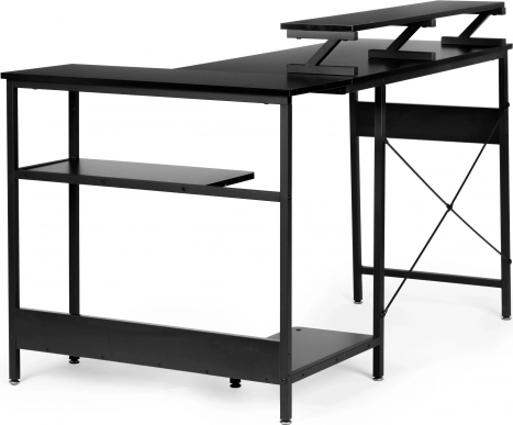 Ruim L-vormig bureau met bovenplank