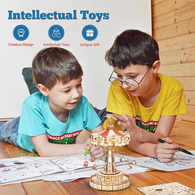 RoboTime 3D puzzel muziekkast - Kleurrijke kettingcarrousel