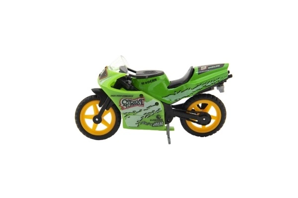 Race motorfiets metaal/kunststof 8cm vrij rollend mix soorten op kaart