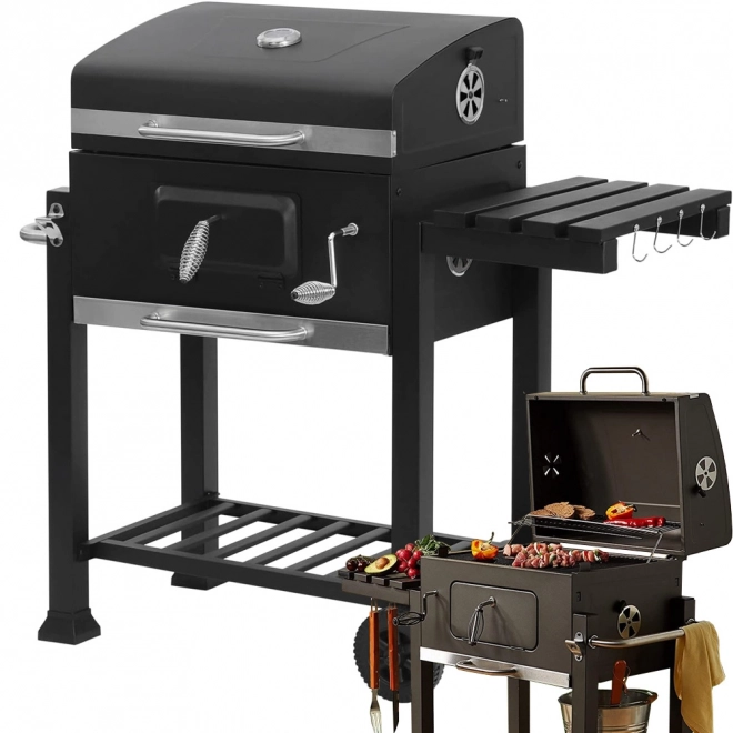 Garten Grill auf Holzkohle mit Zwei Rosten und Thermometer