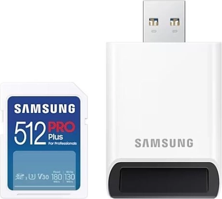 Memory card Samsung PRO Plus 512GB SD with reader