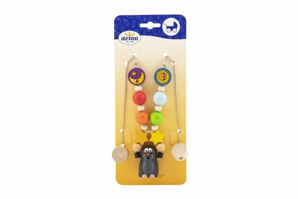 Hanger voor kinderwagen Krtek hout op kaart 10,5x25x4cm