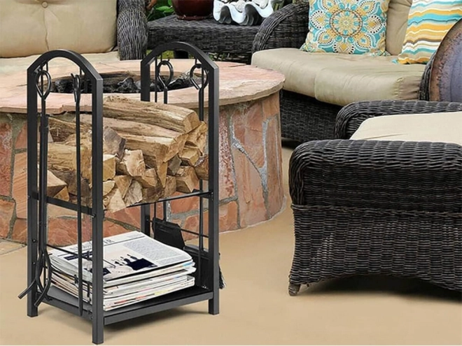 Houtopslagstandaard met accessoires