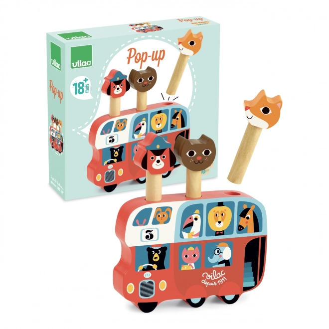Houten uitwerpbaar spel Bus met dieren