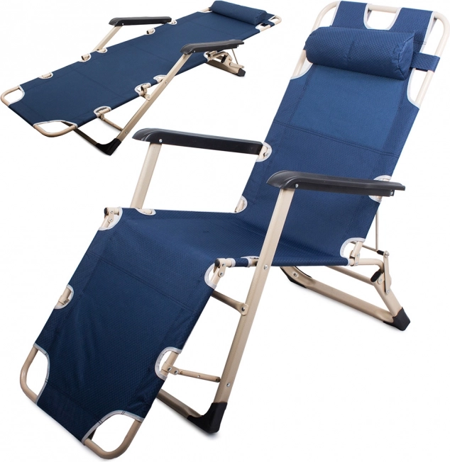 Klappbarer Zero-Gravity-Strandstuhl und Liege 2-in-1, blau