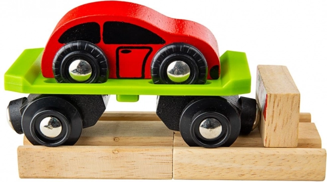 Wagon met auto en rails Bigjigs Rail