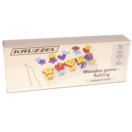 Houten sorteerdoos met visvangspel