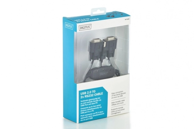 USB 2.0 adapter naar 2x RS232 (DB9) met USB A M kabel / V lengte 1,5m