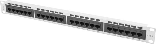 Panneau de brassage 24 ports 1U Cat6, gris