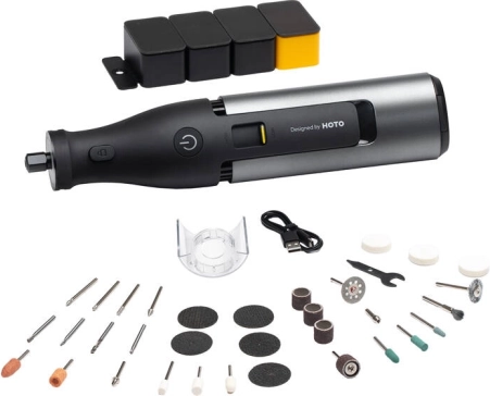 Precieze multifunctionele slijper 12V met 36‑delige set HOTO 35.000 t/min