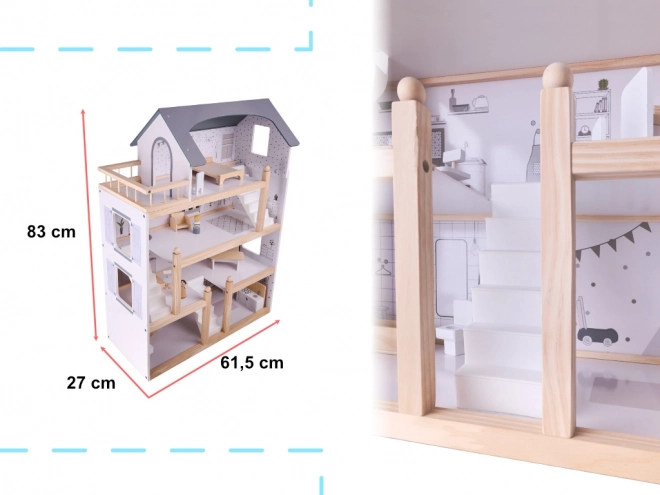 Holzpuppenhaus mit Möbeln 80 cm