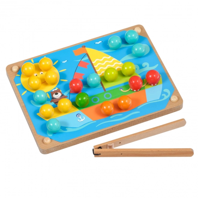 Lucy & Leo Mozaika avec pince et broderie - ensemble de jeu en bois avec modèles