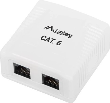 Prise murale blanche 2x RJ45 Lanberg Cat.6