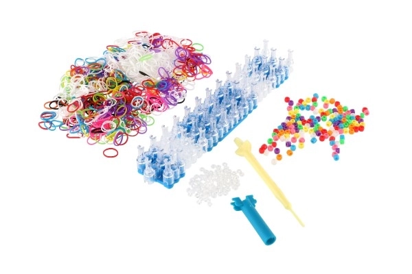 Maak je eigen armband 700+ stuks elastiekjes, kralen + gereedschap + weefgetouw voor armbanden in doos 30x24cm