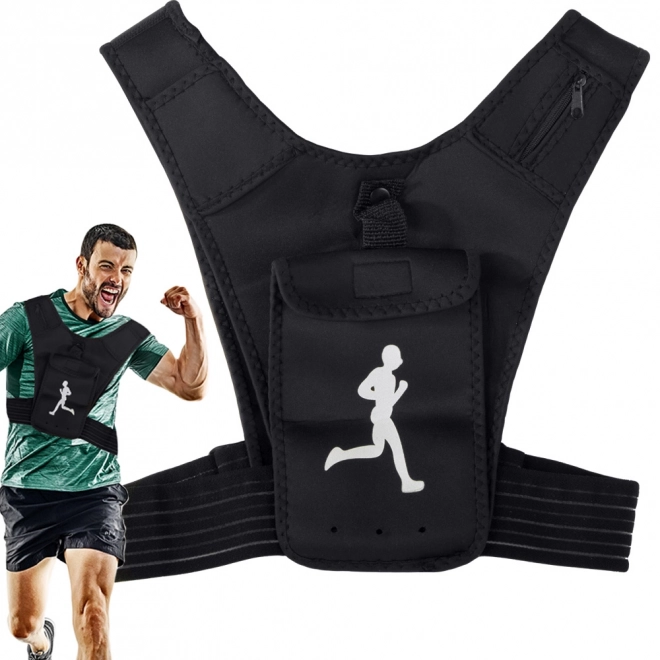 Veste de course sportive avec éléments réfléchissants et support pour téléphone