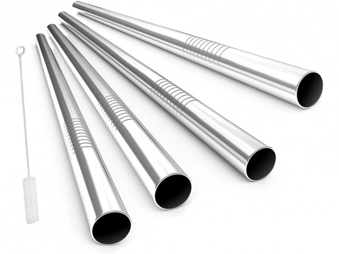 Wiederverwendbare Metallstrohhalme im Set mit Reinigungsbürste