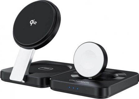 Opvouwbare magnetische draadloze 3-in-1 oplader CHOETECH Qi2 voor iPhone, Apple Watch en AirPods