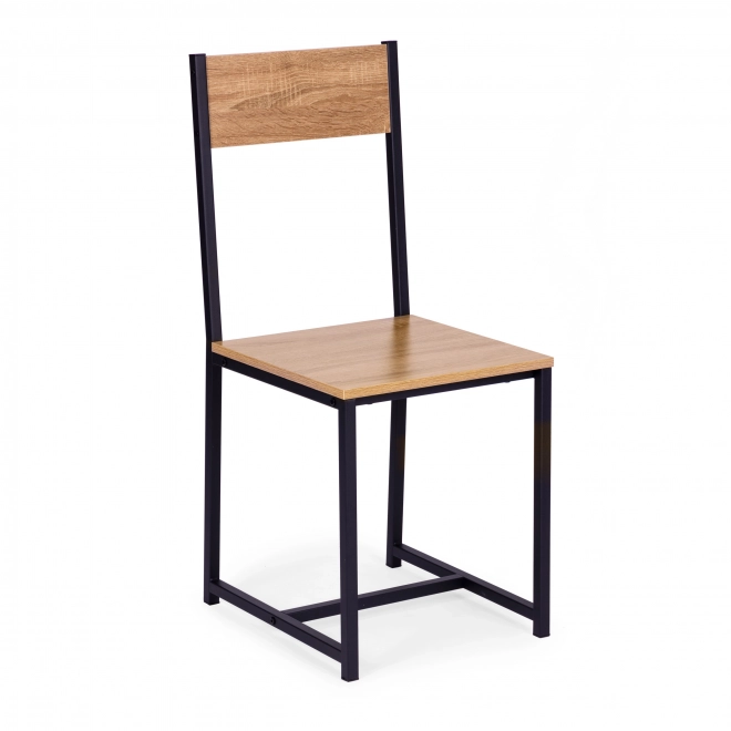 Set meubels: tafel en 2 stoelen van metaal en MDF