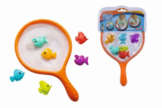 Épuisette avec petits poissons