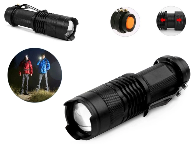 Lampe torche tactique avec zoom et 3 modes
