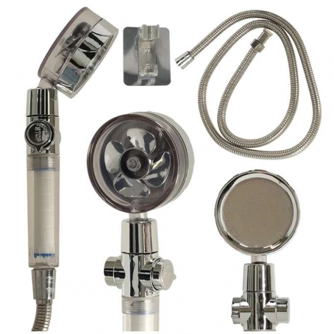 Silbernes Duschkopf-Set mit Turbine und Schlauch