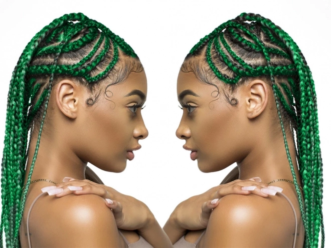 Synthetisch vlechtenhaar in groene ombre